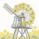 sunflowers windmill  tattoo design idea