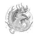 the name autumn spelled with a fire font surrounded by a dragon tattoo design idea