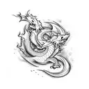 the name autumn spelled with a fire font surrounded by a dragon tattoo design idea