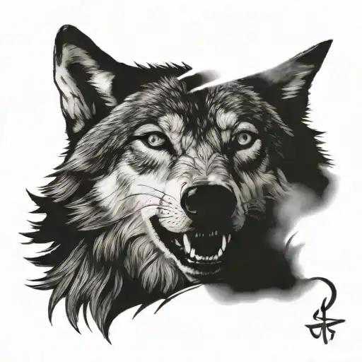 wolf with eye scar tattoo design idea