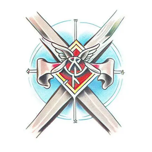 Christian Cross with prayer hands tattoo design idea