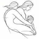 An abstract design representing the bond between a mother and her children, with a surreal twist of one brother's arm flying away tattoo design idea