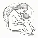 An abstract design representing the bond between a mother and her children, with a surreal twist of one brother's arm flying away tattoo design idea