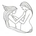 An abstract design representing the bond between a mother and her children, with a surreal twist of one brother's arm flying away tattoo design idea
