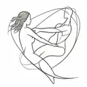 An abstract design representing the bond between a mother and her children, with a surreal twist of one brother's arm flying away tattoo design idea