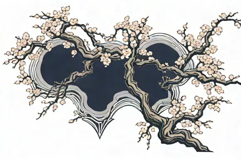 akatsuki, sakura tree, tattoo design idea