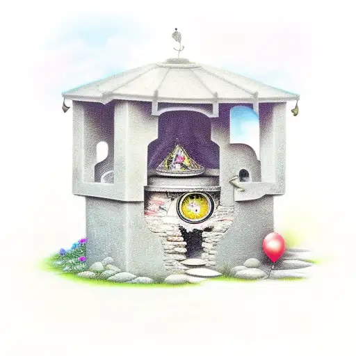 the bottom of a wishing well with a girl trapped in tattoo design idea