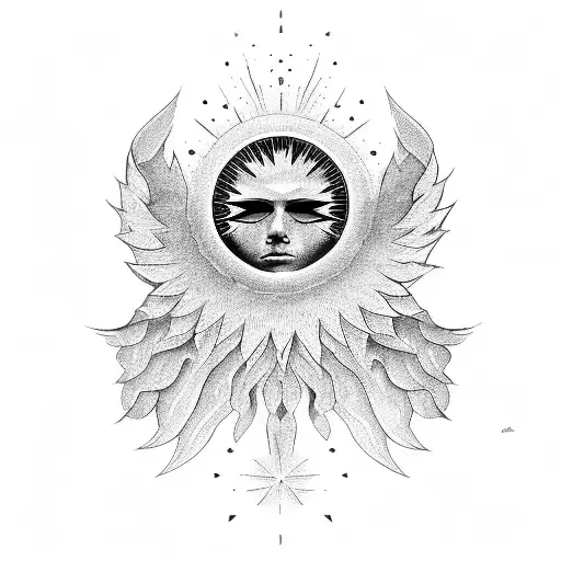sun with wings tattoo design idea