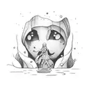 a girl trapped in the bottom of a wishing well tattoo design idea