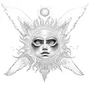 sun with wings tattoo design idea