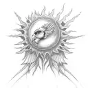 sun with wings tattoo design idea