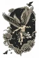 Icarus falling from the sky tattoo design idea