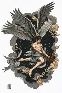 Icarus falling from the sky tattoo design idea