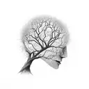 A tree growing from a broken brain tattoo design idea