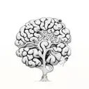 A tree growing from a broken brain tattoo design idea