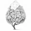 A tree growing from a broken brain tattoo design idea