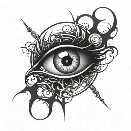 Chaos Symbol with an eye in the middle  tattoo design idea