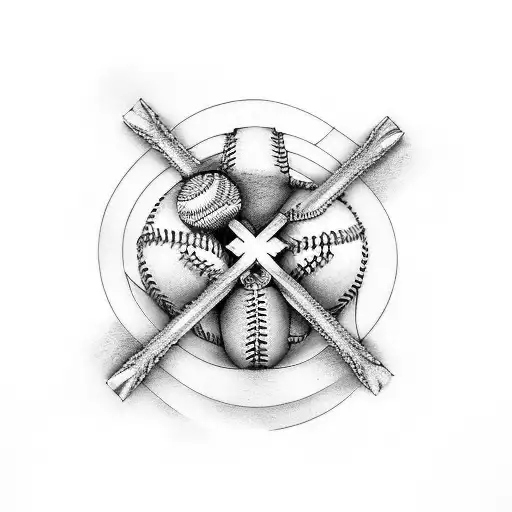 cross with baseball tattoo design idea