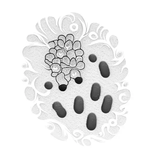 dog footprint with flowers tattoo design idea