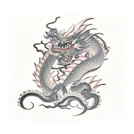 samurai fighting dragon tattoo