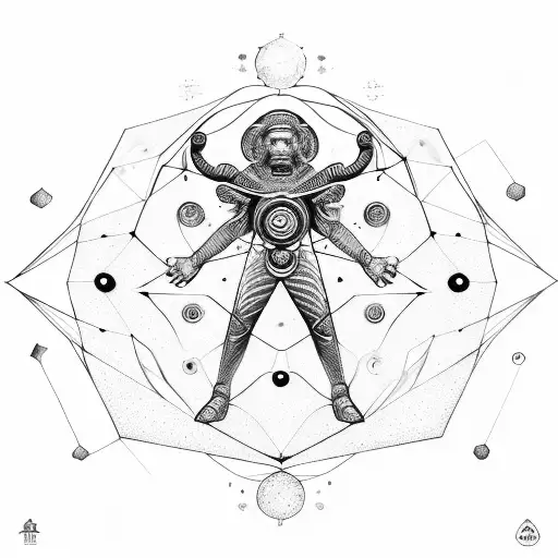 fix the centre, clean up and ad geometry, lines of vibration, Orion constellation, eye, leaf, symbol of Aquarius, 22 tattoo design idea