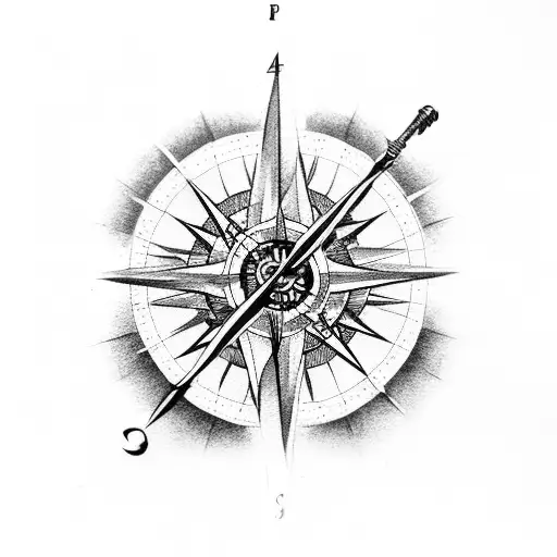 Grim reaper welding a compass rose tattoo design idea