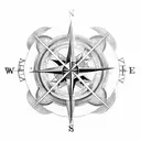 Grim reaper welding a compass rose tattoo design idea