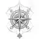 Grim reaper welding a compass rose tattoo design idea