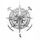 Grim reaper welding a compass rose tattoo design idea