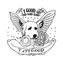 A tattoo written Daddy's Good Girl in cursive with a TN symbol logo at the end  tattoo design idea