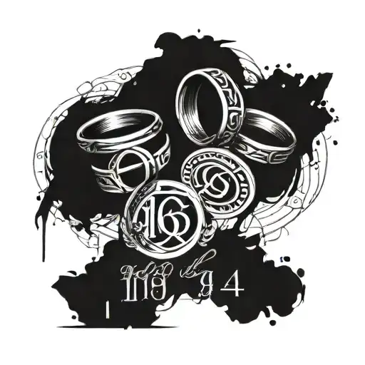 1969 and 1974 in roman numerals joined by rings tattoo design idea
