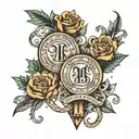 1969 and 1974 roman numerals intertwined tattoo design idea