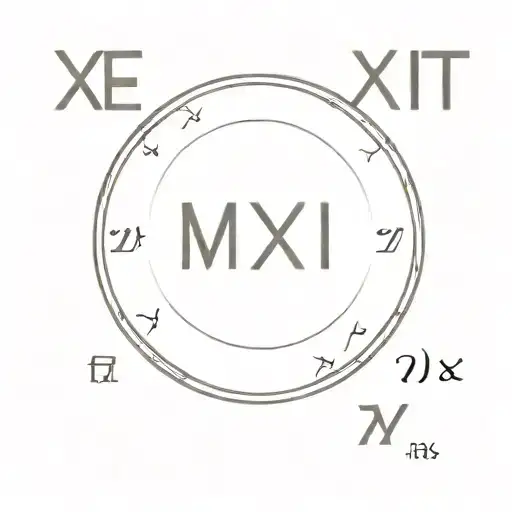 Dates in Latin Numbers and XXVI.IV.MCMXCVII : X.X.MMXXIV Name in Carthaginian:  𐤌𐤀𐤉𐤎𐤎𐤀 minimalistic circular  tattoo design idea