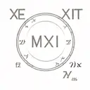 Dates in Latin Numbers and XXVI.IV.MCMXCVII : X.X.MMXXIV Name in Carthaginian:  𐤌𐤀𐤉𐤎𐤎𐤀 minimalistic circular  tattoo design idea