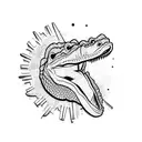 Crocodile posing with AK47 tattoo design idea