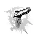 Crocodile posing with AK47 tattoo design idea