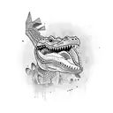 Crocodile posing with AK47 tattoo design idea