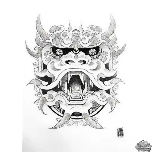 mascara de oni tattoo design idea