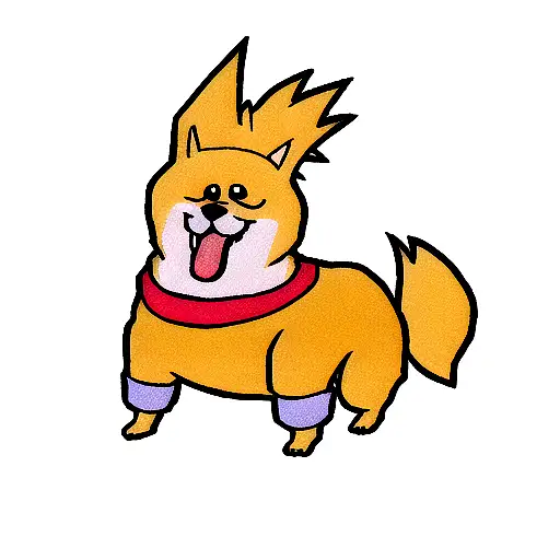 dog as a super saiyan  tattoo design idea