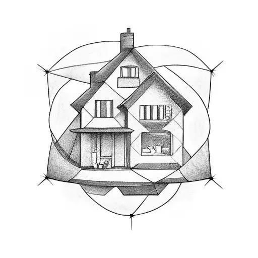 a house using the letters g and h tattoo design idea