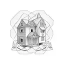 a house using the letters g and h tattoo design idea