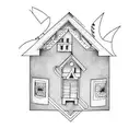 a house using the letters g and h tattoo design idea