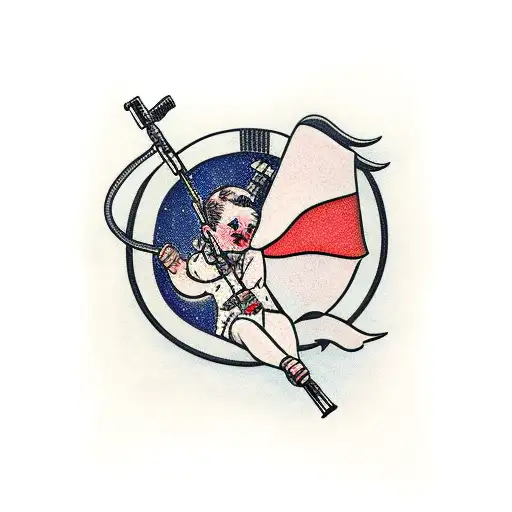 cherub aiming rifle tattoo design idea