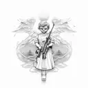 cherub with scoped rifle tattoo design idea