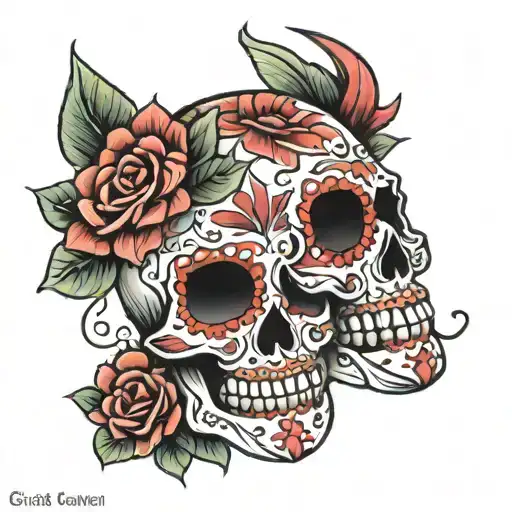 sugar skull mandala tattoo design idea