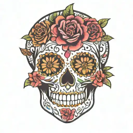 boho mandala sugar skull tattoo design idea