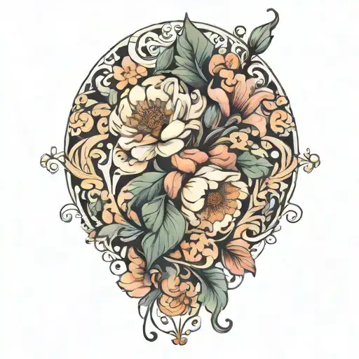 boho floral design tattoo design idea