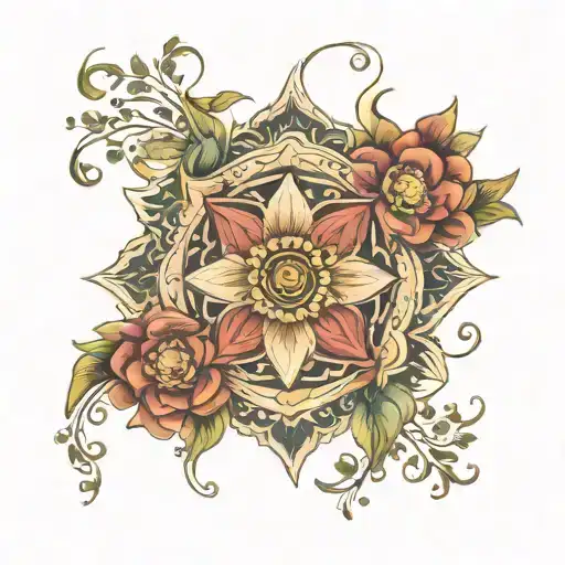 floral mandala  medallion tattoo design idea