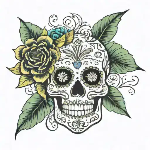sugar skull surrounded by mandala  tattoo design idea
