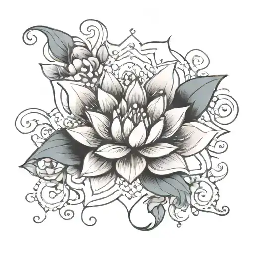 floral mandala  with lotus flower  tattoo design idea